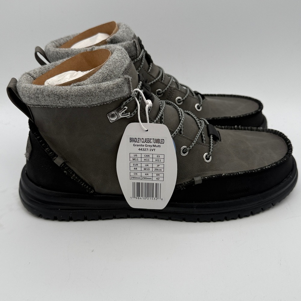 Hey Dude Bradley Classic Tumbled Shoes Mens Size 11 Granite Grey 44327-1VT